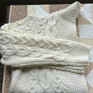 Open front 100% new wool cardigan, cream.